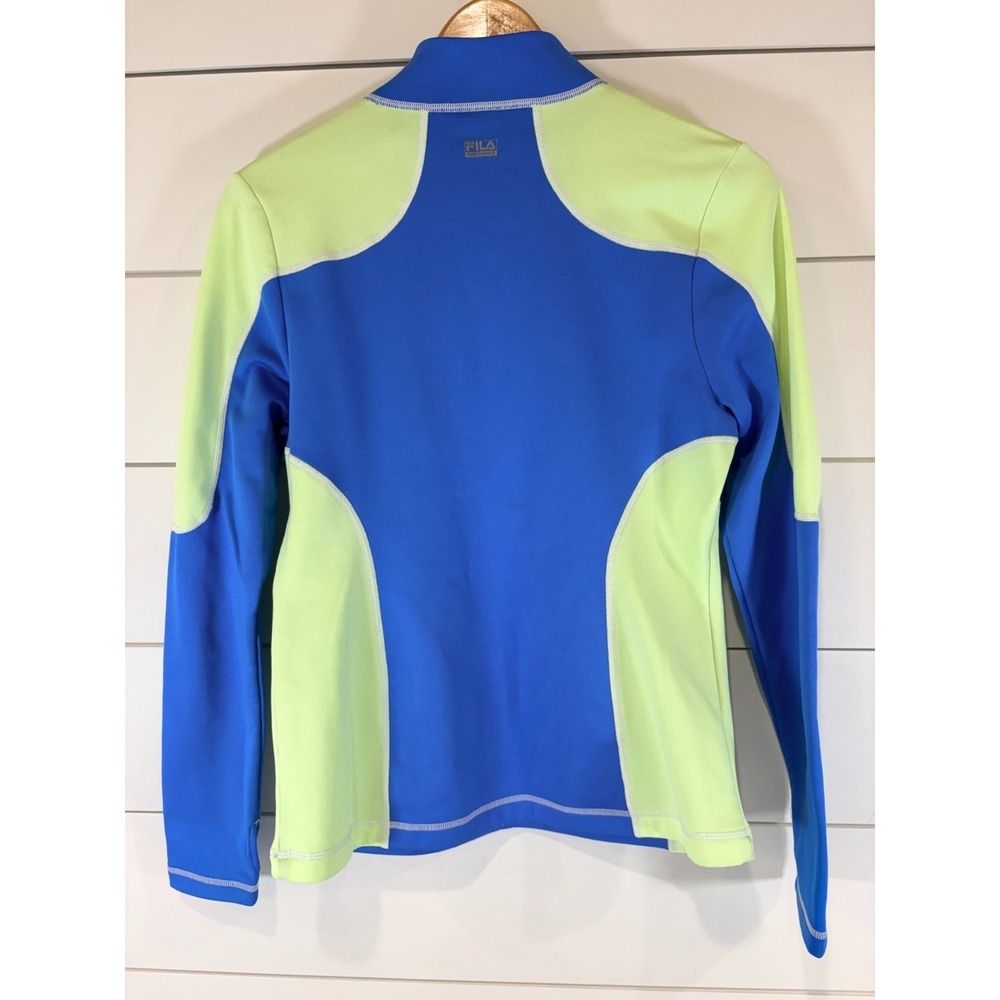 Fila Performance Womens Quarter Zip Long Sleeve Blue Green Pullover Size Medium - Picture 2 of 9